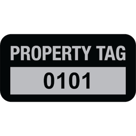 Lustre-Cal Property ID Label PROPERTY TAG5 Alum Black 1.50in x 0.75in Serialized 0101-0200, 100PK 253769Ma1K0101